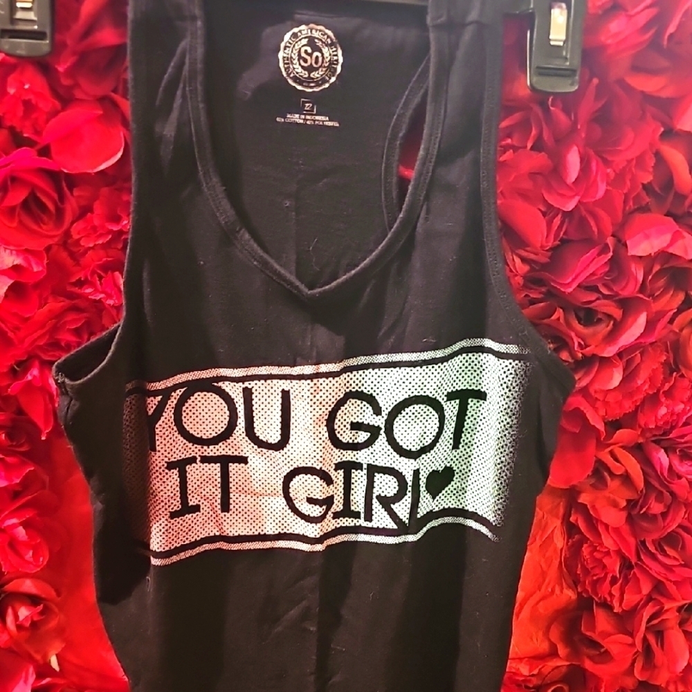 SO Girls Black Tank Top with Motivational Print "You Got It Girl" Size 12